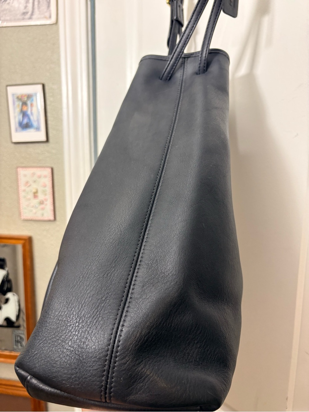 Vintage Coach Black Leather Legacy Drawstring Bucket Bag 9166 - Picture 7 of 16